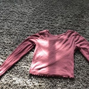 Pink long sleeve crop top